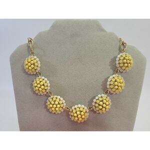 Vintage Style Retro Fashion Statement Necklace Yellow Enamel Jewelry 1950's EUC